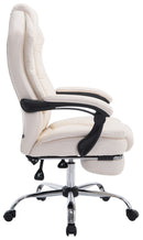 Bürostuhl mit Fußstütze & verstellbarer Rückenlehne Kunstleder höhenverstellbar Chrom Gestell