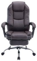 Bürostuhl mit Fußstütze & verstellbarer Rückenlehne Kunstleder höhenverstellbar Chrom Gestell