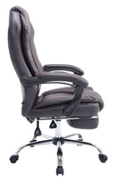 Bürostuhl mit Fußstütze & verstellbarer Rückenlehne Kunstleder höhenverstellbar Chrom Gestell