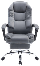 Bürostuhl mit Fußstütze & verstellbarer Rückenlehne Kunstleder höhenverstellbar Chrom Gestell