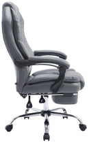 Bürostuhl mit Fußstütze & verstellbarer Rückenlehne Kunstleder höhenverstellbar Chrom Gestell