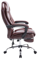 Bürostuhl mit Fußstütze & verstellbarer Rückenlehne Kunstleder höhenverstellbar Chrom Gestell