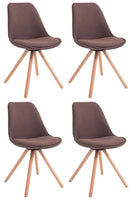 4er-Set Esszimmerstühle Savannah aus Stoff mit Runddesign und Holzgestell