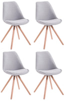 4er-Set Esszimmerstühle Savannah aus Stoff mit Runddesign und Holzgestell