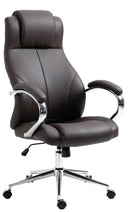 Bürostuhl mit Echtleder & Kopfstütze höhenverstellbar mit Wippfunktion Metallgestell 136 kg belastbar