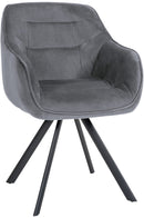 Ergonomischer Esszimmerstuhl mit Samt- oder Stoffbezug und drehbarem Metallgestell