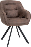 Ergonomischer Esszimmerstuhl mit Samt- oder Stoffbezug und drehbarem Metallgestell