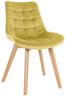 Moderner Esszimmerstuhl mit Samtbezug und Holzgestell