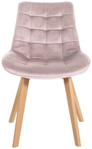 Moderner Esszimmerstuhl mit Samtbezug und Holzgestell