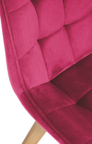 Moderner Esszimmerstuhl mit Samtbezug und Holzgestell