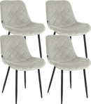 Stühle 4er-Set mit Samtbezug & Steppung gepolsterte Rückenlehne Metallgestell