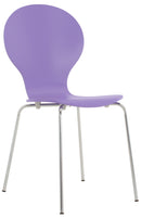 Stapelbarer Besucherstuhl mit ergonomischem Holzsitz und Chromgestell - kleinigkeits.de