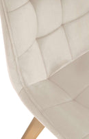 Moderner Esszimmerstuhl mit Samtbezug und Holzgestell