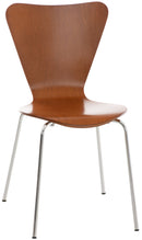 Moderner Besucherstuhl mit Holzsitz und stabilem Metallgestell