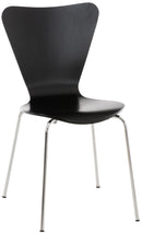 Moderner Besucherstuhl mit Holzsitz und stabilem Metallgestell