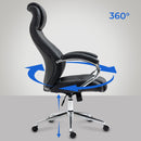 Bürostuhl mit Echtleder & Kopfstütze höhenverstellbar mit Wippfunktion Metallgestell 136 kg belastbar