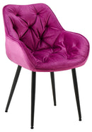 Esszimmerstuhl mit Armlehnen gepolstert Samtbezug Metallgestell 150 kg belastbar