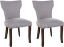 2er-Set Esszimmerstühle mit gepolstertem Stoffbezug und stilvollem Nieten-Dekor