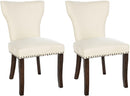 2er-Set Esszimmerstühle mit gepolstertem Stoffbezug und stilvollem Nieten-Dekor