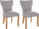 2er-Set Esszimmerstühle mit gepolstertem Stoffbezug und stilvollem Nieten-Dekor