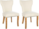 2er-Set Esszimmerstühle mit gepolstertem Stoffbezug und stilvollem Nieten-Dekor