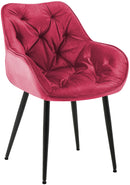 Esszimmerstuhl mit Armlehnen gepolstert Samtbezug Metallgestell 150 kg belastbar