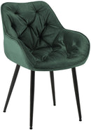 Esszimmerstuhl mit Armlehnen gepolstert Samtbezug Metallgestell 150 kg belastbar