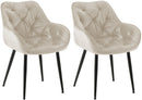 2er Set Elegante Samtstühle Luxuriöses Design Stabiles Metallgestell