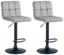 2er Set Stilvolle Barhocker mit Samtbezug und verstellbarem Metallgestell – Verschiedene Farben
