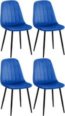 4er-Set Esszimmerstühle aus Samt mit Metallgestell