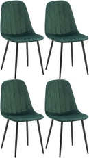 4er-Set Esszimmerstühle aus Samt mit Metallgestell