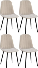 4er-Set Esszimmerstühle aus Samt mit Metallgestell