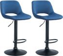 Modernes 2er-Set höhenverstellbare Samt-Barhocker mit Fußstütze