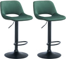 Modernes 2er-Set höhenverstellbare Samt-Barhocker mit Fußstütze