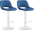 Modernes 2er-Set höhenverstellbare Samt-Barhocker mit Fußstütze