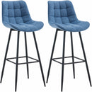 Modernes 2er-Set höhenverstellbare Barhocker mit Fußstütze und Stoff- oder Samtbezug