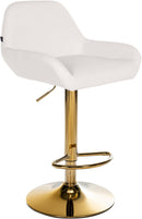 Stilvoller höhenverstellbarer Barhocker mit Kunstlederbezug und goldfarbenem Metallgestell