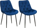 Esszimmerstühle 2er-Set mit Samtbezug & Steppung gepolstert Metallgestell schwarz120 kg belastbar