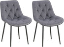 Esszimmerstühle 2er-Set mit Samtbezug & Steppung gepolstert Metallgestell schwarz120 kg belastbar