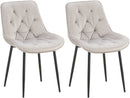 Esszimmerstühle 2er-Set mit Samtbezug & Steppung gepolstert Metallgestell schwarz120 kg belastbar