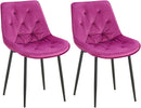 Esszimmerstühle 2er-Set mit Samtbezug & Steppung gepolstert Metallgestell schwarz120 kg belastbar