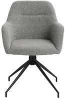 Esszimmerstuhl drehbar mit Armlehnen Teddystoff gepolstert Metallgestell 120 kg belastbar