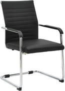 Besucherstuhl Freischwinger PU-Leder schwarz verchromtes Gestell 120 kg belastbar