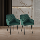 2er-Set Samt Esszimmerstühle Stabil, Bodenschoner, pflegeleicht