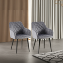 2er-Set Samt Esszimmerstühle Stabil, Bodenschoner, pflegeleicht