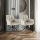 2er-Set Esszimmerstühle  Stoff, 180°-Schwenk, gepolstert