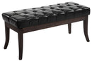 Sitzbank Chesterfield Design gepolstert Kunstleder Bezug gesteppt Holzbeine