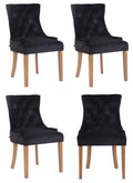 Esszimmerstühle 4er Set mit Samtpolster & Ziernähten - Landhausstil Holzgestell 136 kg belastbar