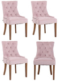 Esszimmerstühle 4er Set mit Samtpolster & Ziernähten - Landhausstil Holzgestell 136 kg belastbar
