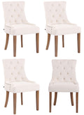Esszimmerstühle 4er Set mit Samtpolster & Ziernähten - Landhausstil Holzgestell 136 kg belastbar
